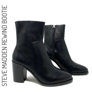 Steve Madden "Rewind Bootie" Women's Black Leather Boot Size 8